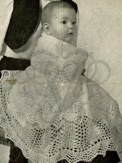 Vintage baby shawl knitting pattern-circular lace shawl