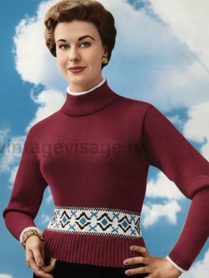 Vintage 1950s Knitting Pattern- pretty sports sweater w...