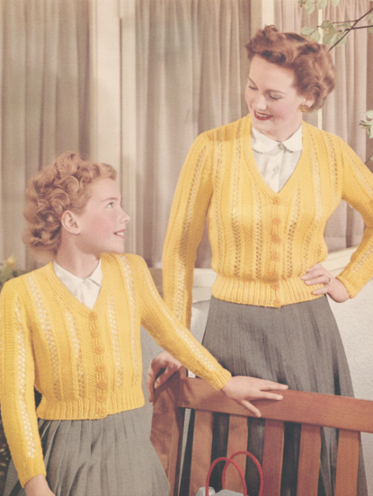 Vintage 1950s Knitting Pattern- pretty lace stitch cardigan jackets in dk