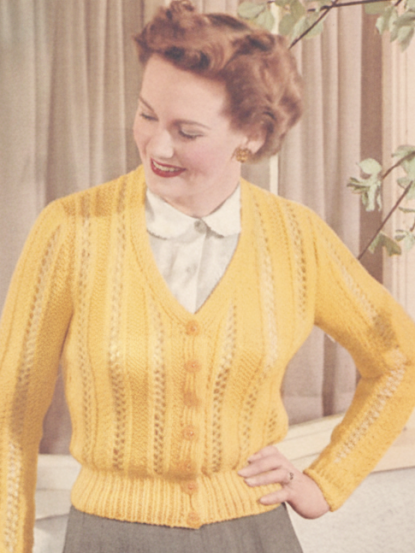 Vintage 1950s Knitting Pattern- pretty lace stitch cardigan jackets in dk