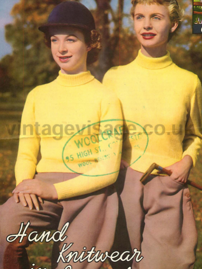 Vintage 1960s Knitting Pattern- roll neck polo neck swe...