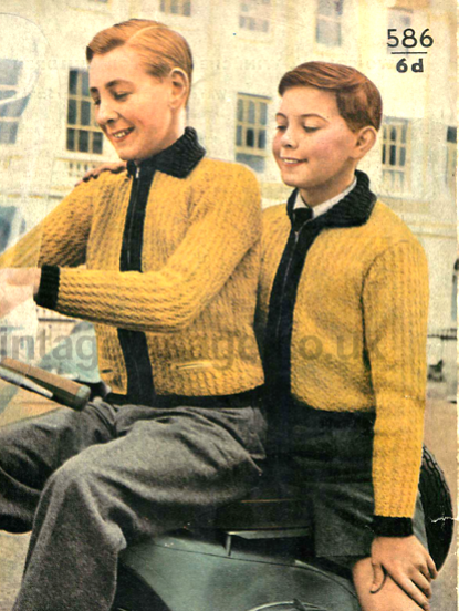 Vintage 1950s 60s Knitting Pattern- windcheater jackets 28-34 chest
