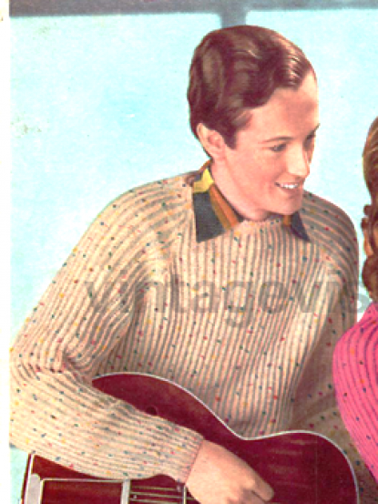 Vintage 1950s 1960s Knitting Pattern- unisex fishermans rib stitch sweater