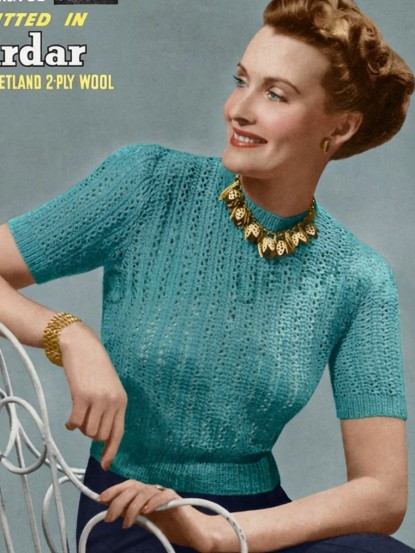 Vintage 1940s Knitting Pattern- pretty wartime lace sti...