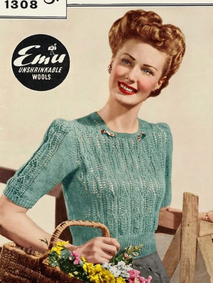 Vintage 1940s Knitting Pattern- pretty wartime lace sti...