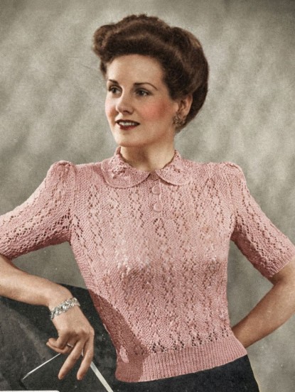 Vintage 1940s Knitting Pattern- pretty wartime lace sti...