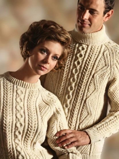 Vintage 1960s 70s Knitting Pattern- pretty aran stitch sweaters 34-42 inch chest