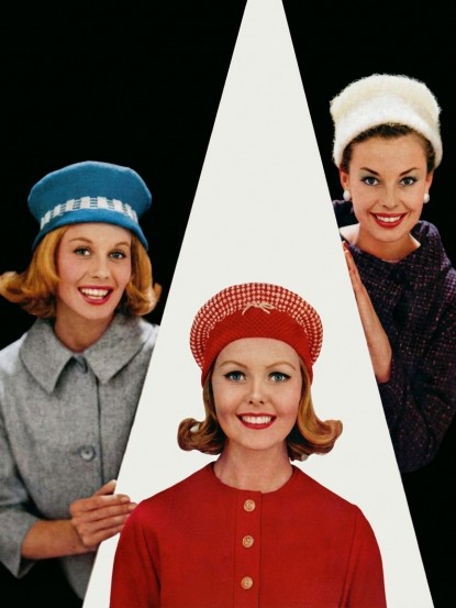 Vintage 1950s 60s Knitting Pattern- pretty flowerpot hats