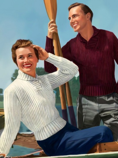 Vintage 1960s Knitting Pattern- yachting sports rib sti...