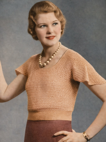 Vintage 1930s Knitting Pattern- retro 1930s Hollywood g...