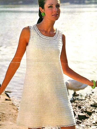 Vintage Crochet Pattern - 1960s mod shift dress- Download