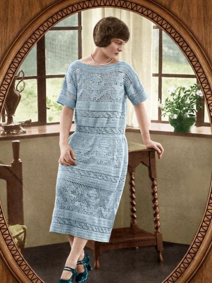 Vintage Knitting Pattern - Ladies 1920s crochet dress D...