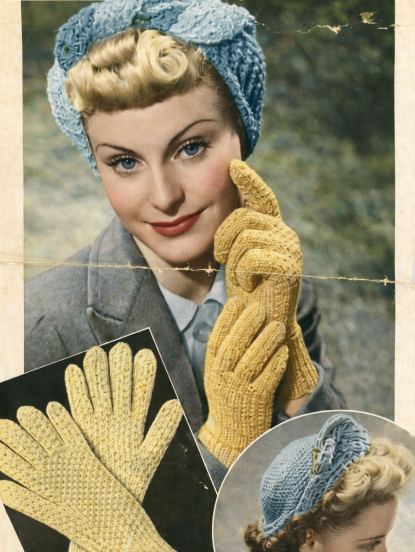 Vintage 1940s Knitting & Crochet Pattern- 2 turbans...