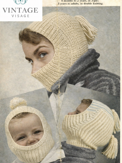 1950s Vintage Knitting Pattern- Smog Helmet hats- toddler to adult sizes
