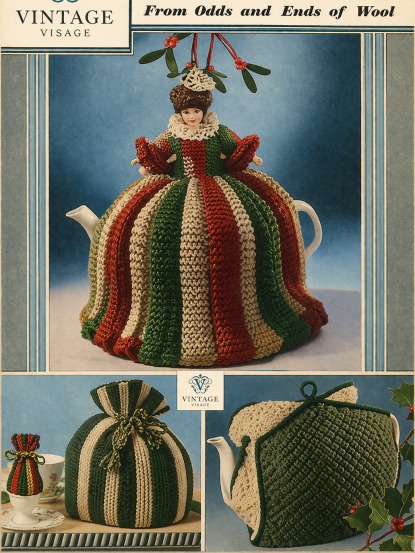 Vintage 1940s Knitting Pattern- 3 tea cosies inc Crinoline lady tea cosy 