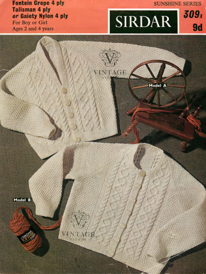 Toddlers aran 4 ply cardigan jacket knitting pattern pdf