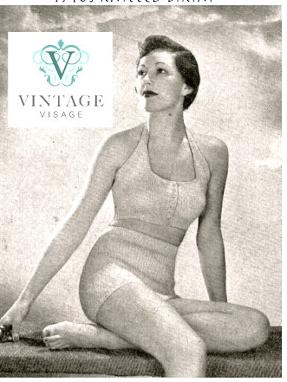 Vintage knitting pattern for 1940s bikini swimsuit pdf