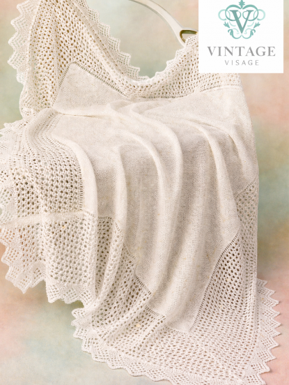 Square lace baby shawl knitting pattern