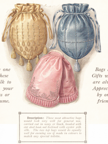 3 1920s Downton Abbey era evening bag sewing patterns