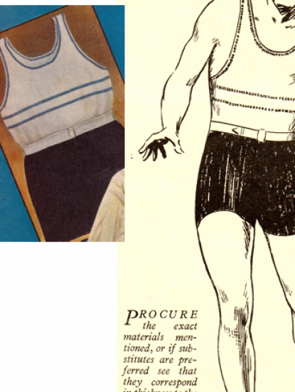 How to knit a mens one piece 1930s swimming costume knitting pattern