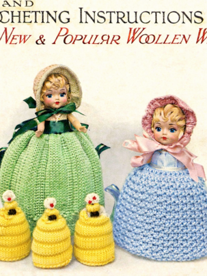 Vintage very old doll tea cosies and egg cosy crochet patterns