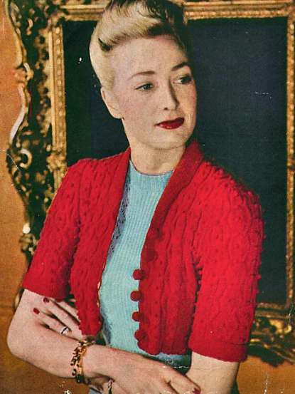 1940s short boxy cabled jacket knitting pattern