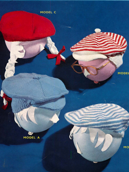 Vintage childrens flat peaked caps aged 1-4 years DK