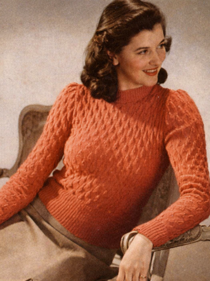 1940s wartime bell jumper vintage  knitting pattern