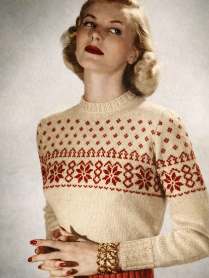 Ladies vintage snowflake jumper knitting pattern