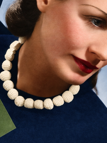 How to make crochet beads and dickie bow- 1940s vintage crochet patern