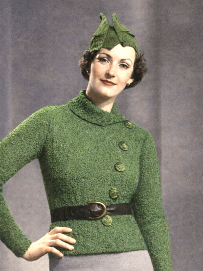 Vintage  stylish 1930s hat and jacket knitting pattern