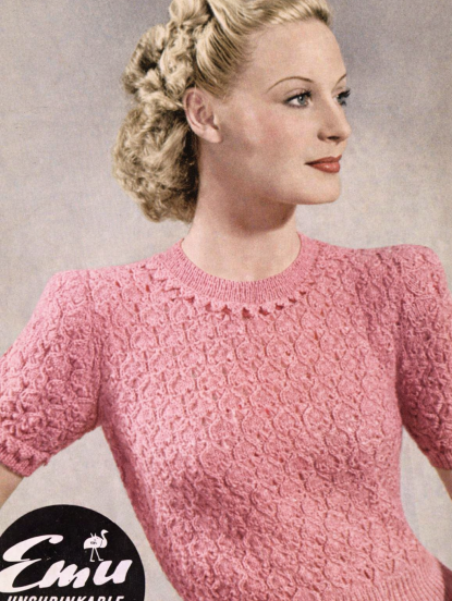 1940s lace stitch jumper knitting pattern