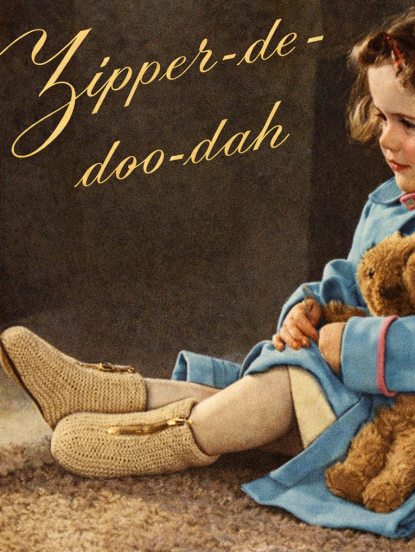 1940s kiddies zip front booties