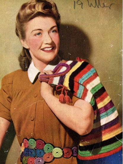 1940s kitbag and belt crochet pattern using odds and ends