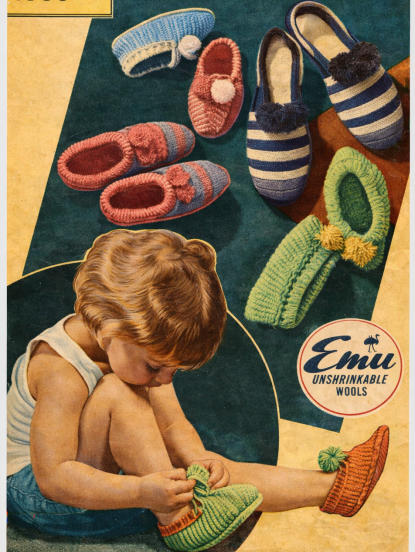 4 pairs easy make vintage slipper-3  knitting and 1 cro...