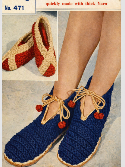Vintage easy make slippers and booties knitting crochet...