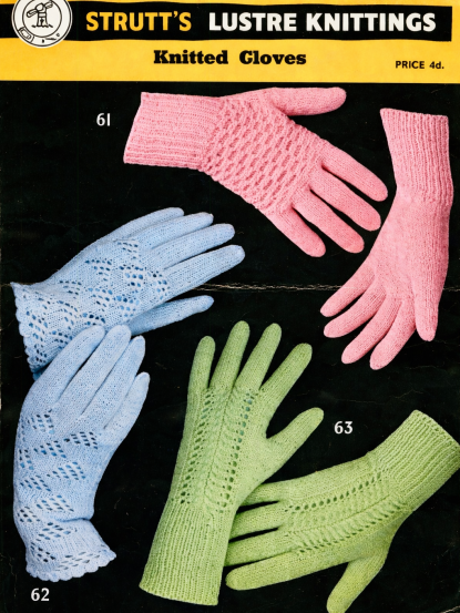 Vintage knitting pattern for 3 pairs elegant gloves