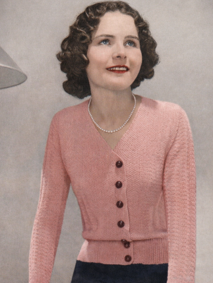 1930s elegant textured cardigan vintage knitting pattern