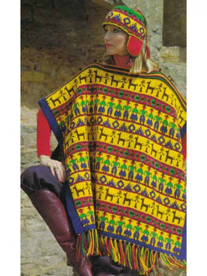 Vintage inca poncho and hat knitting pattern