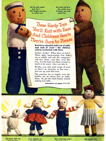Vintage 1940s Lux Dolls family Knitting Pattern