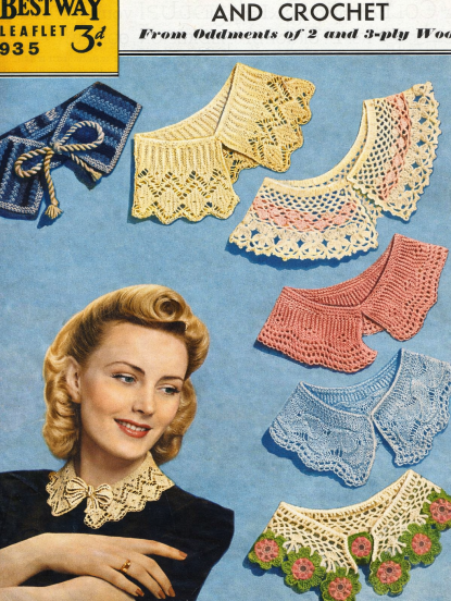 Vintage 1940s collars , necklaces, knitting and crochet...
