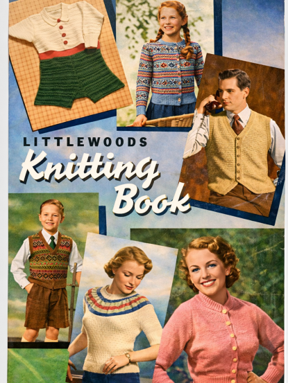 Vintage 1950s Knitting patterns- 6 designs including 2 fair isle patterns
