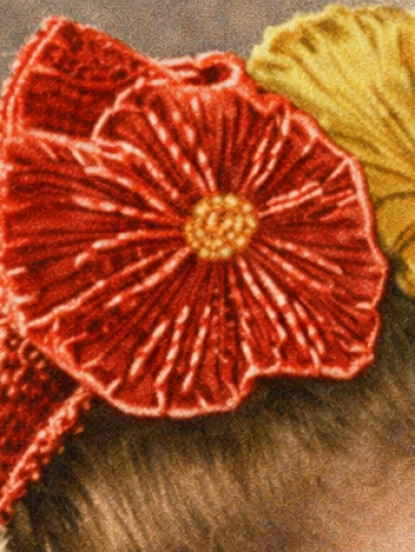 1940s embroidered flowers knitting pattern