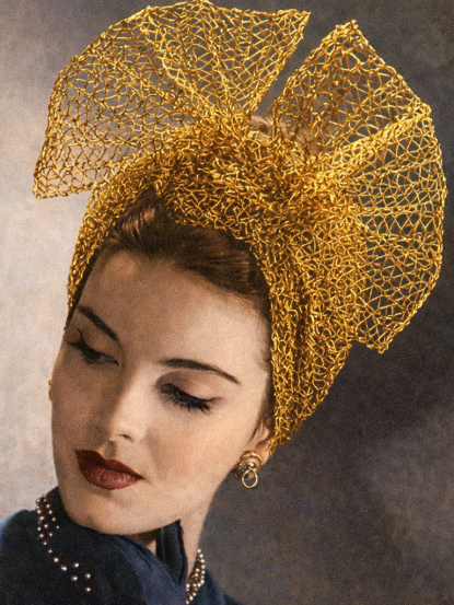1940s stylish mesh hat knitting pattern