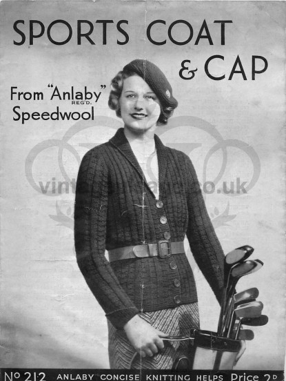 Vintage 1930s Knitting Pattern- sports jacket and match...
