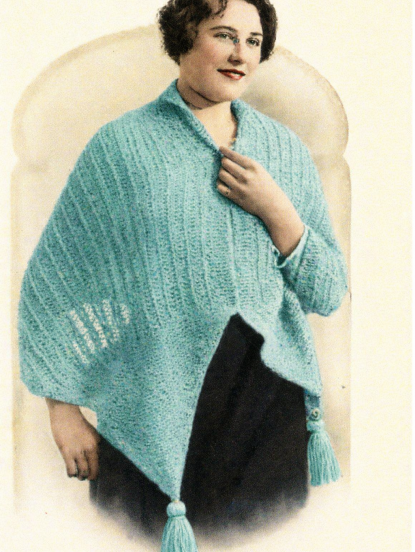 1915 Tasselled shawl wrap knitting patern