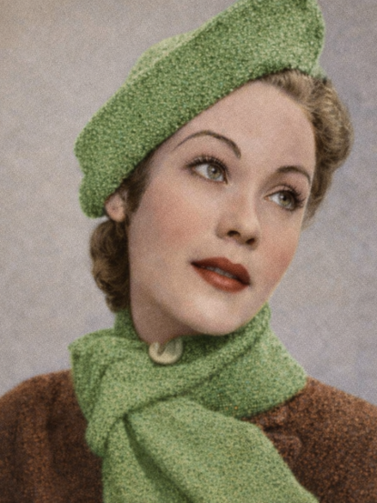 1930s Miss Marple hat and scarf neckwarmer crochet pattern