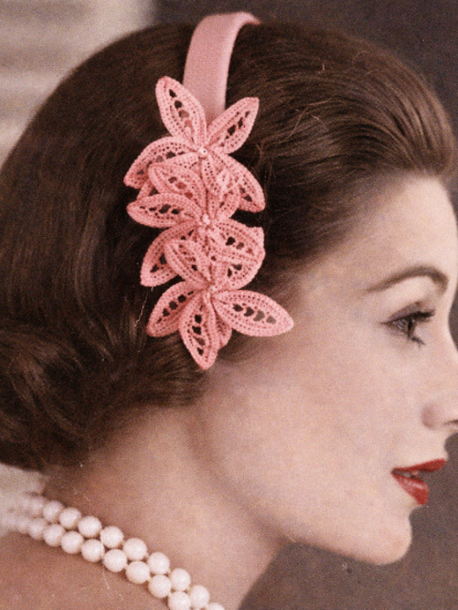 1950s flower alice band crochet pattern