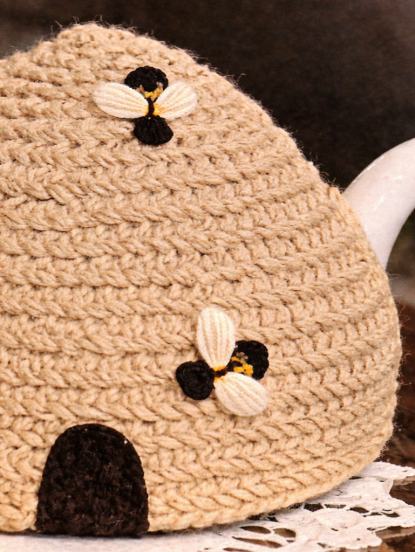 1950s bee hive tea cosy, cozy crochet pattern