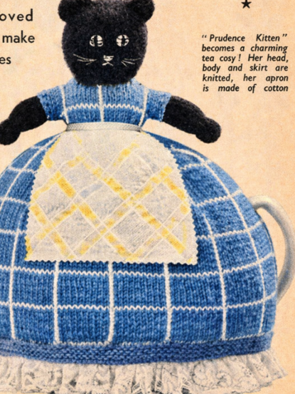 1950s prudence kitten cat tea cosy knitting pattern